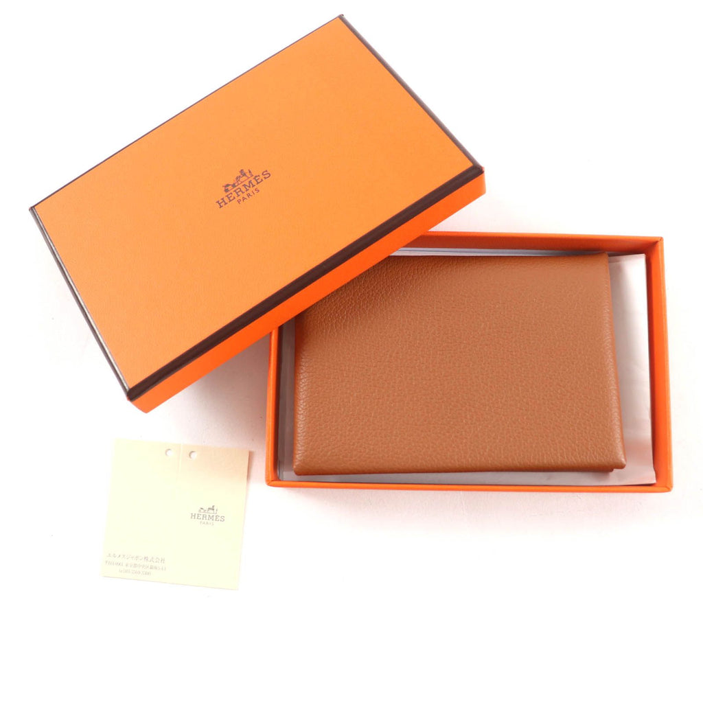 Hermes Calvi Duo Gold Evercolor Coin Purse Card Case — view 2