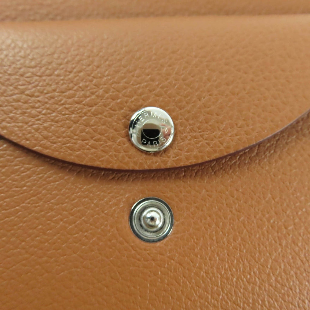 Hermes Calvi Duo Gold Evercolor Coin Purse Card Case — view 8