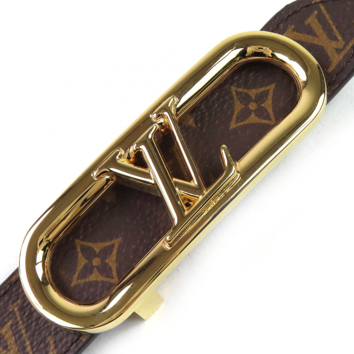 Louis Vuitton My LV Chain Reversible Monogram Leather Belt Brown Black Gold — view 4