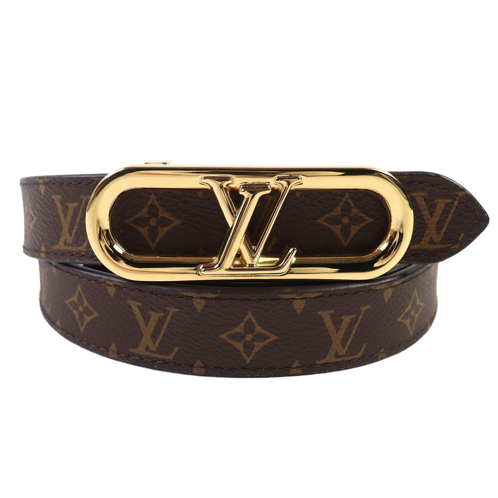 Louis Vuitton My LV Chain Reversible Monogram Leather Belt Brown Black Gold