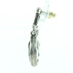 Chanel Metal Crystal CC Logo Bijou Teardrop Earrings Silver — view 3