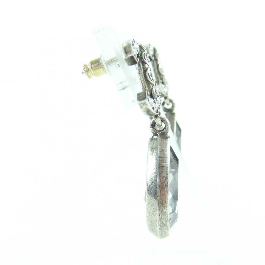 Chanel Metal Crystal CC Logo Bijou Teardrop Earrings Silver — view 5