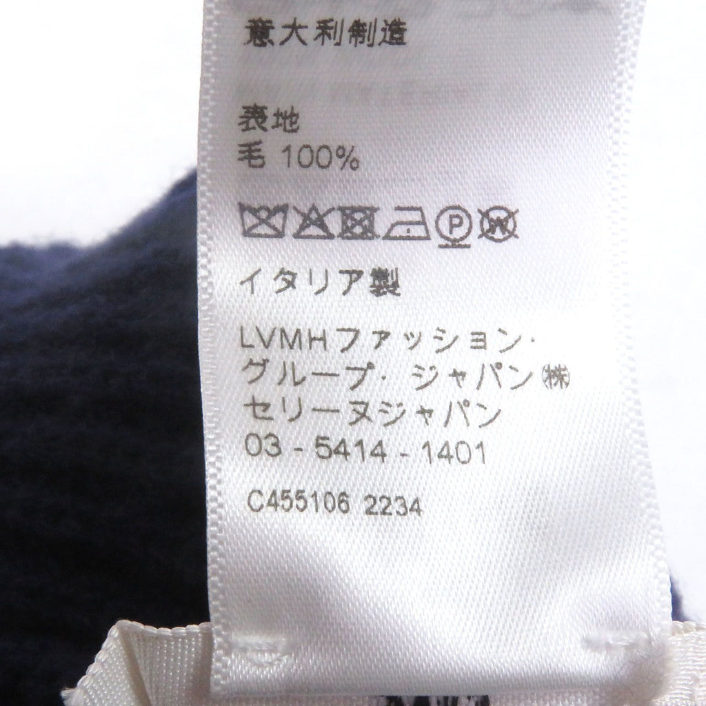 Celine Wool 100% Logo Patch Beanie Hat Knit Cap Navy — view 8