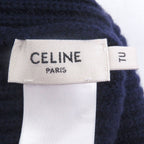 Celine Wool 100% Logo Patch Beanie Hat Knit Cap Navy — view 6