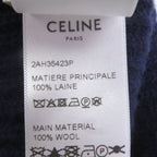 Celine Wool 100% Logo Patch Beanie Hat Knit Cap Navy — view 7