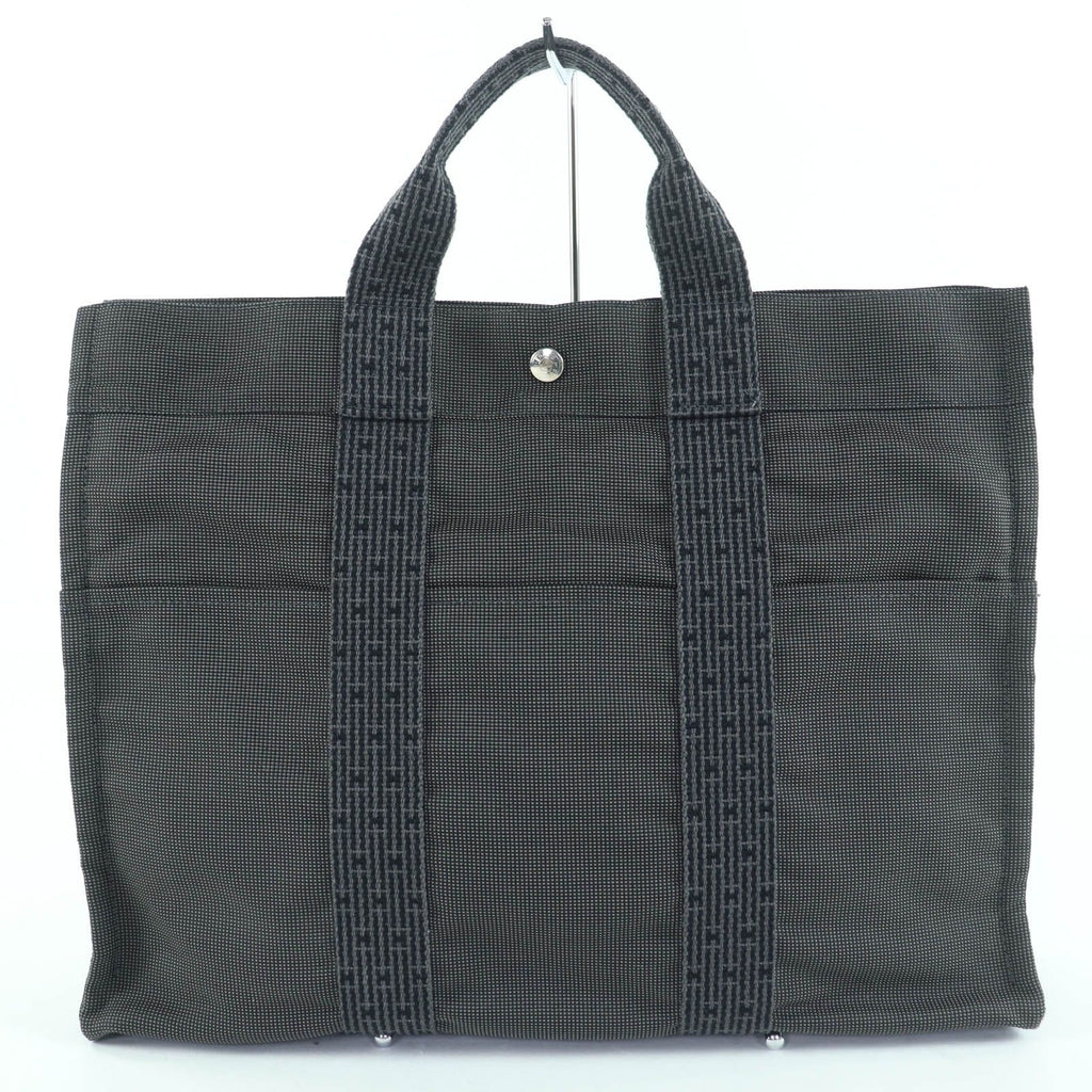 Hermes Herline MM Sellier Canvas Tote Bag Gray — view 2