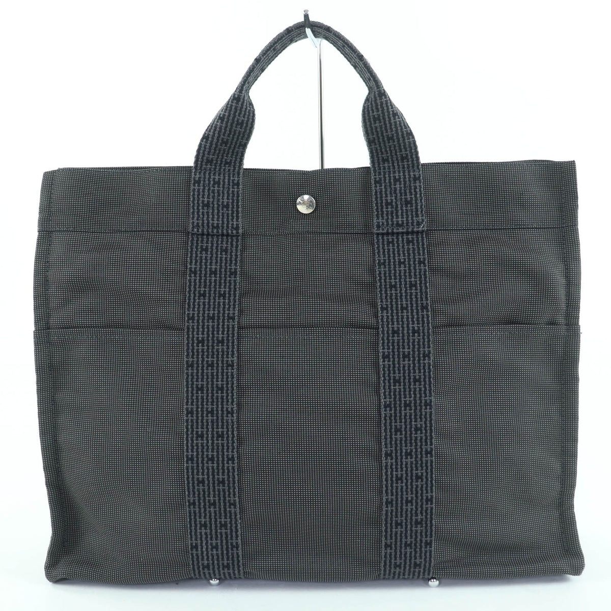 Hermes Herline MM Sellier Canvas Tote Bag Gray — view 2