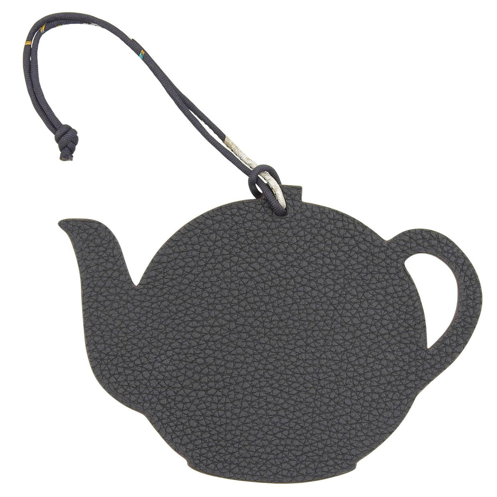 Hermes Petit H Teapot Leather Bag Charm Light Blue Black Bicolor — view 2