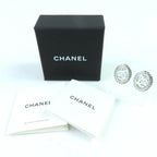 Chanel CC Logo Rhinestone Decorative Earrings White — view 2