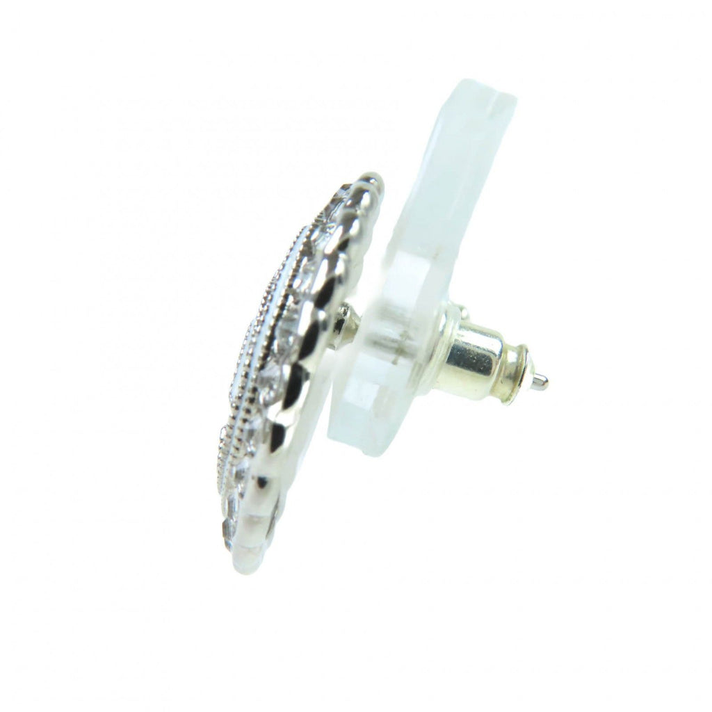 Chanel CC Logo Rhinestone Decorative Earrings White — view 3