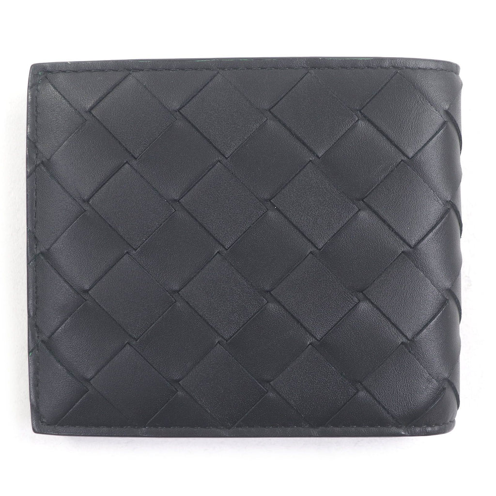 Bottega Veneta Leather Intrecciato Bifold Wallet Black Green — view 3