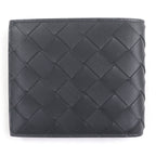 Bottega Veneta Leather Intrecciato Bifold Wallet Black Green — view 3