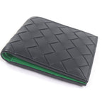 Bottega Veneta Leather Intrecciato Bifold Wallet Black Green — view 4