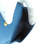 Prada Vitello Grain Letter Ring Logo Leather Compact Wallet Bifold Cobalt — view 8