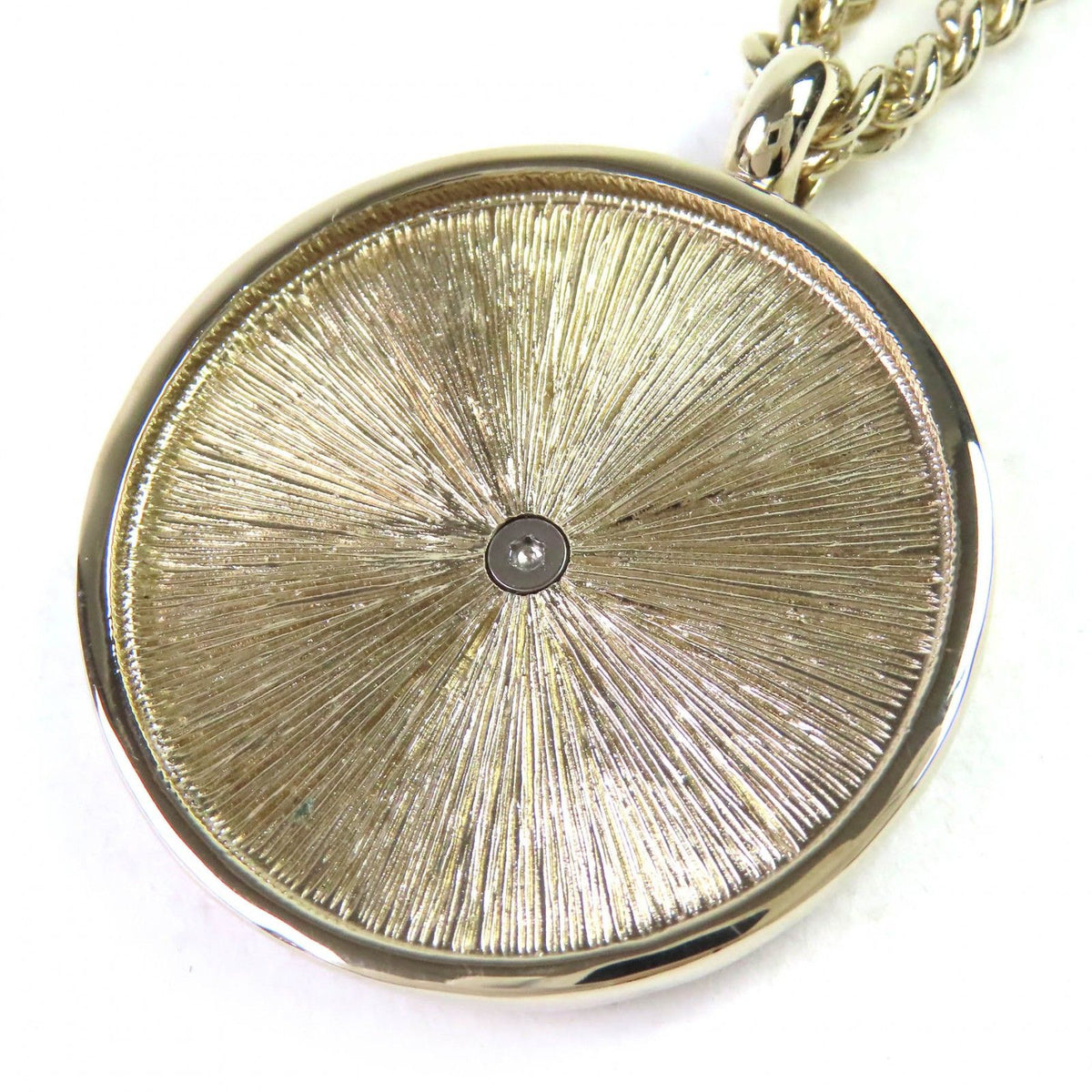 Chanel CC Logo Rhinestone Medal Pendant Gold — view 6