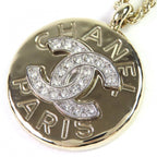 Chanel CC Logo Rhinestone Medal Pendant Gold