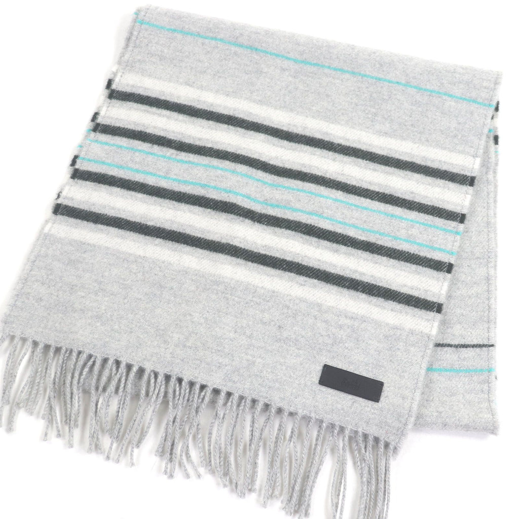 Hermes Cashmere 100% Logo Leather Patch Neo Rocabar Border Fringe Scarf Shawl