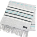 Hermes Cashmere 100% Logo Leather Patch Neo Rocabar Border Fringe Scarf Shawl