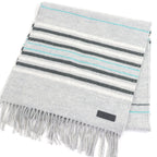 Hermes Cashmere 100% Logo Leather Patch Neo Rocabar Border Fringe Scarf Shawl