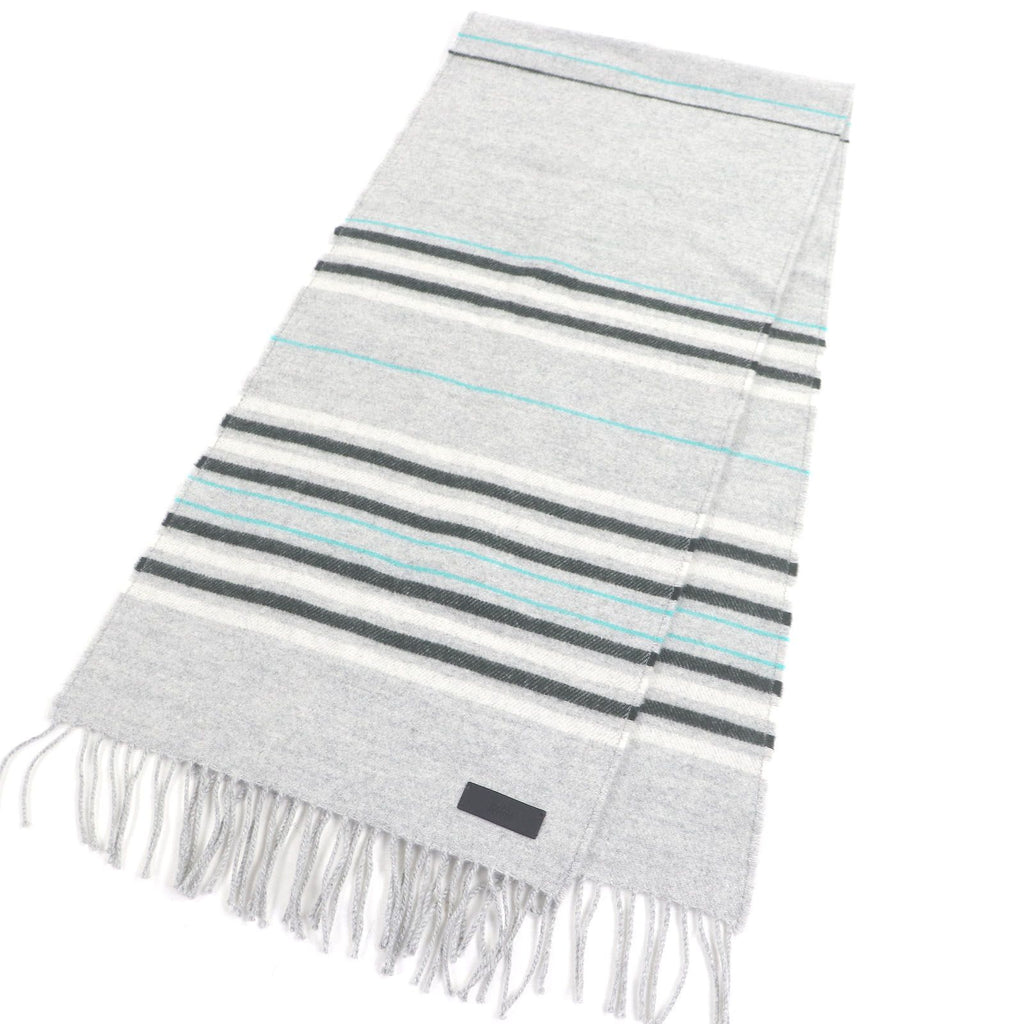 Hermes Cashmere 100% Logo Leather Patch Neo Rocabar Border Fringe Scarf Shawl — view 3