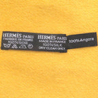 Hermes Silk Angora Deer All Over Print Fringe Shawl Scarf Yellow — view 6