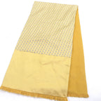 Hermes Silk Angora Deer All Over Print Fringe Shawl Scarf Yellow — view 3