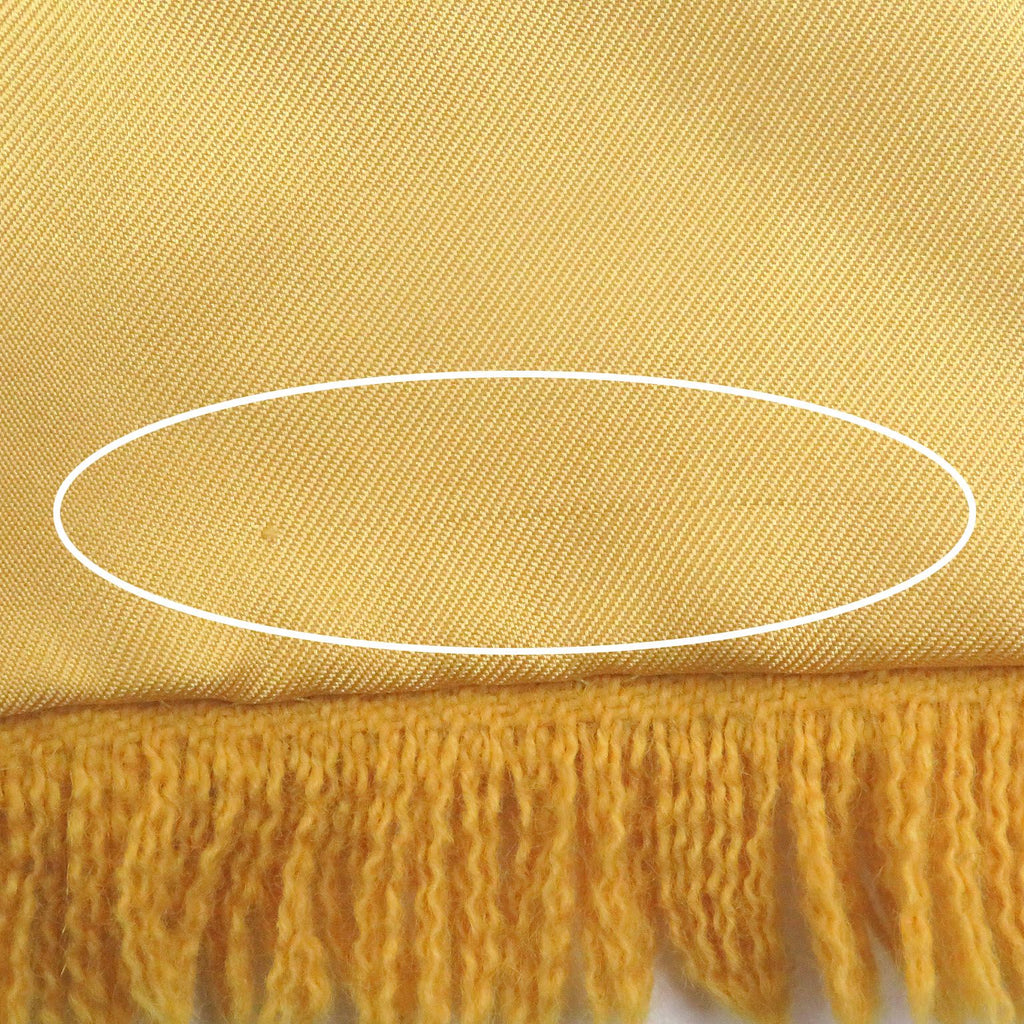 Hermes Silk Angora Deer All Over Print Fringe Shawl Scarf Yellow — view 7