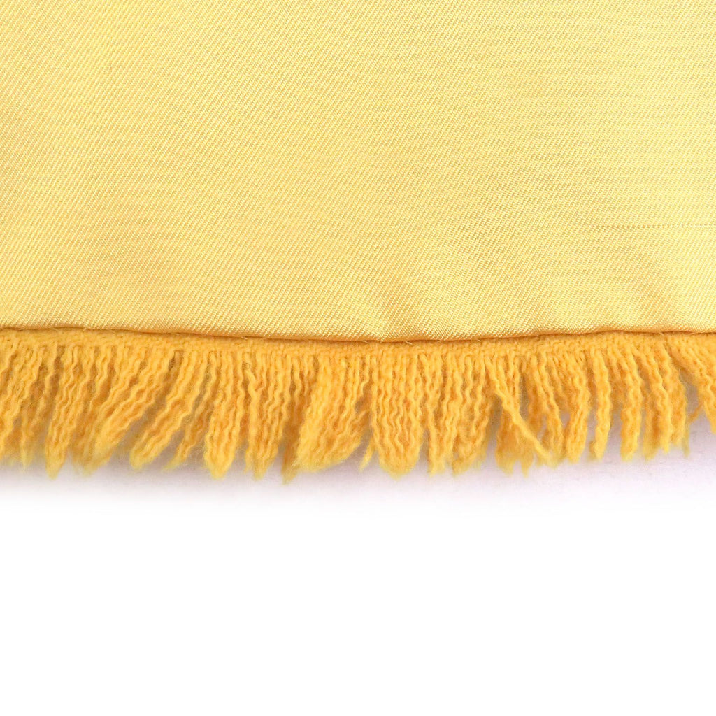 Hermes Silk Angora Deer All Over Print Fringe Shawl Scarf Yellow — view 5