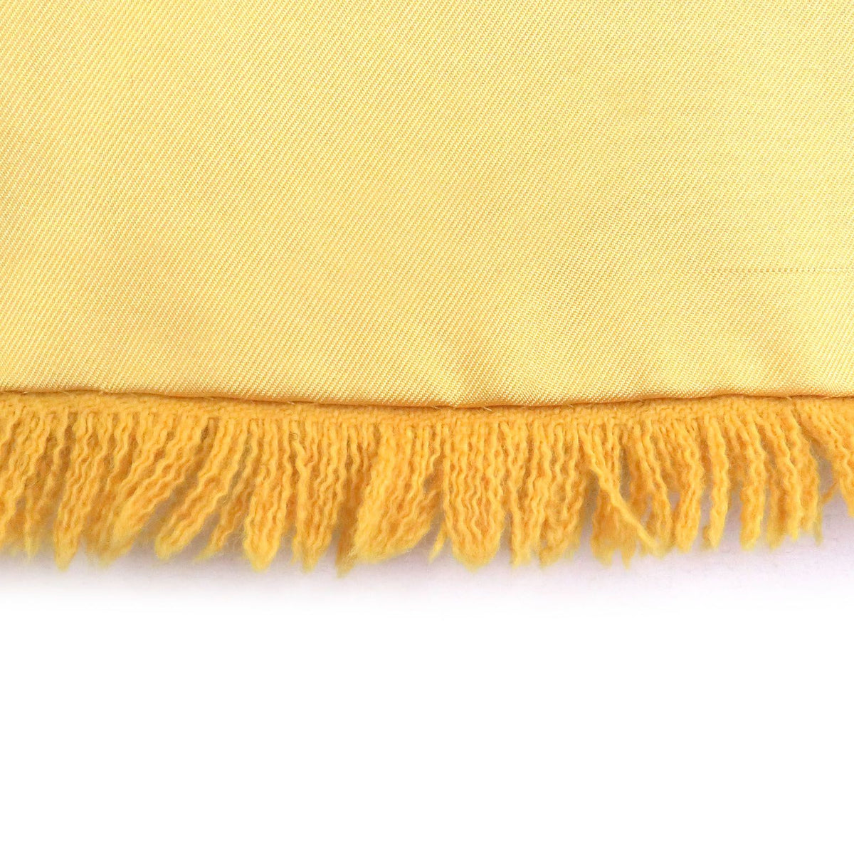Hermes Silk Angora Deer All Over Print Fringe Shawl Scarf Yellow — view 5