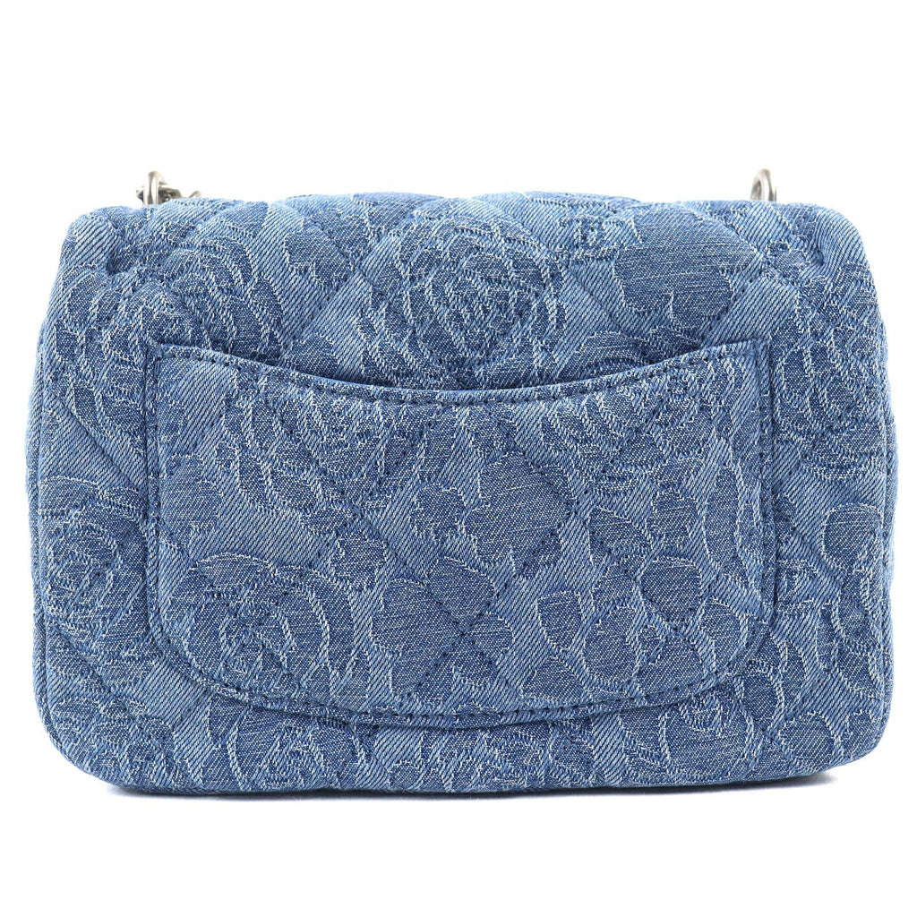 Chanel Denim Mini Quilted CC Logo Camellia Chain Shoulder Bag Indigo — view 3