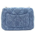 Chanel Denim Mini Quilted CC Logo Camellia Chain Shoulder Bag Indigo — view 3