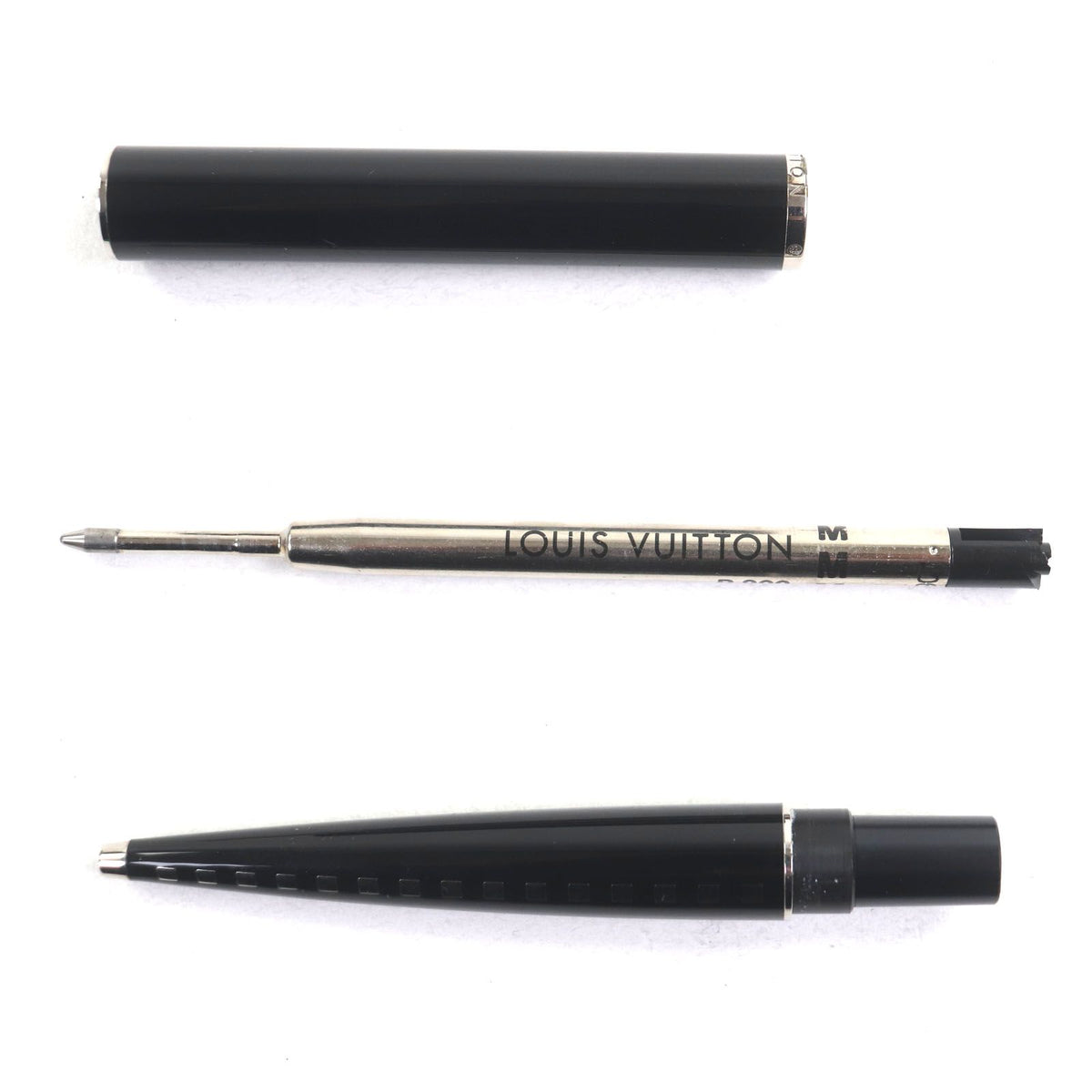 Louis Vuitton Jet Ligne Twist Ballpoint Pen Black Silver Handwriting Confirmed — view 3