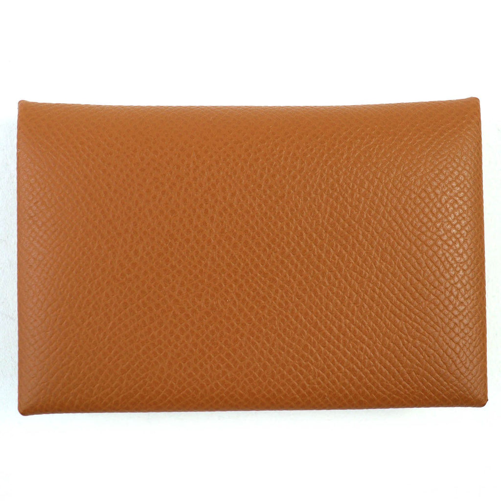 Hermes Calvi Veau Epsom Gold Silver Business Card Case — view 3
