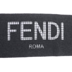 Fendi Wool Cashmere Blend Logo Design Check Pattern with Fringe Scarf Charcoal — view 6