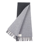 Fendi Wool Cashmere Blend Logo Design Check Pattern with Fringe Scarf Charcoal — view 3