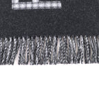 Fendi Wool Cashmere Blend Logo Design Check Pattern with Fringe Scarf Charcoal — view 5
