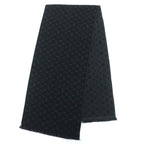 Louis Vuitton Monogram Classic Wool 100% Scarf with Fringes Black