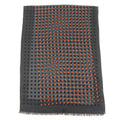 Hermes Cashmere Silk Dot Design Large Shawl with Fringe Gray Scarf