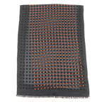 Hermes Cashmere Silk Dot Design Large Shawl with Fringe Gray Scarf