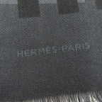 Hermes Cashmere Silk Dot Design Large Shawl with Fringe Gray Scarf — view 6