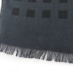 Hermes Cashmere Silk Dot Design Large Shawl with Fringe Gray Scarf — view 7