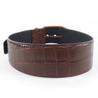 Saint Laurent Logo Croco Embossed Leather Belt Brown 65 — view 4