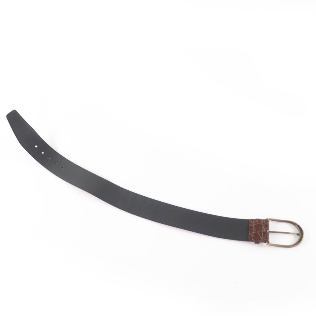 Saint Laurent Logo Croco Embossed Leather Belt Brown 65 — view 8