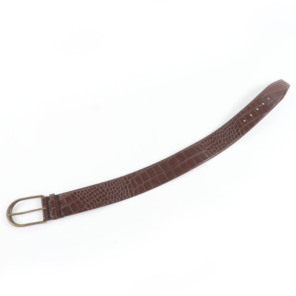 Saint Laurent Logo Croco Embossed Leather Belt Brown 65 — view 7