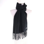 Prada Silk Cashmere Mixed Fringe Scarf Black — view 4