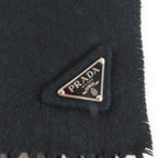 Prada Silk Cashmere Mixed Fringe Scarf Black — view 6
