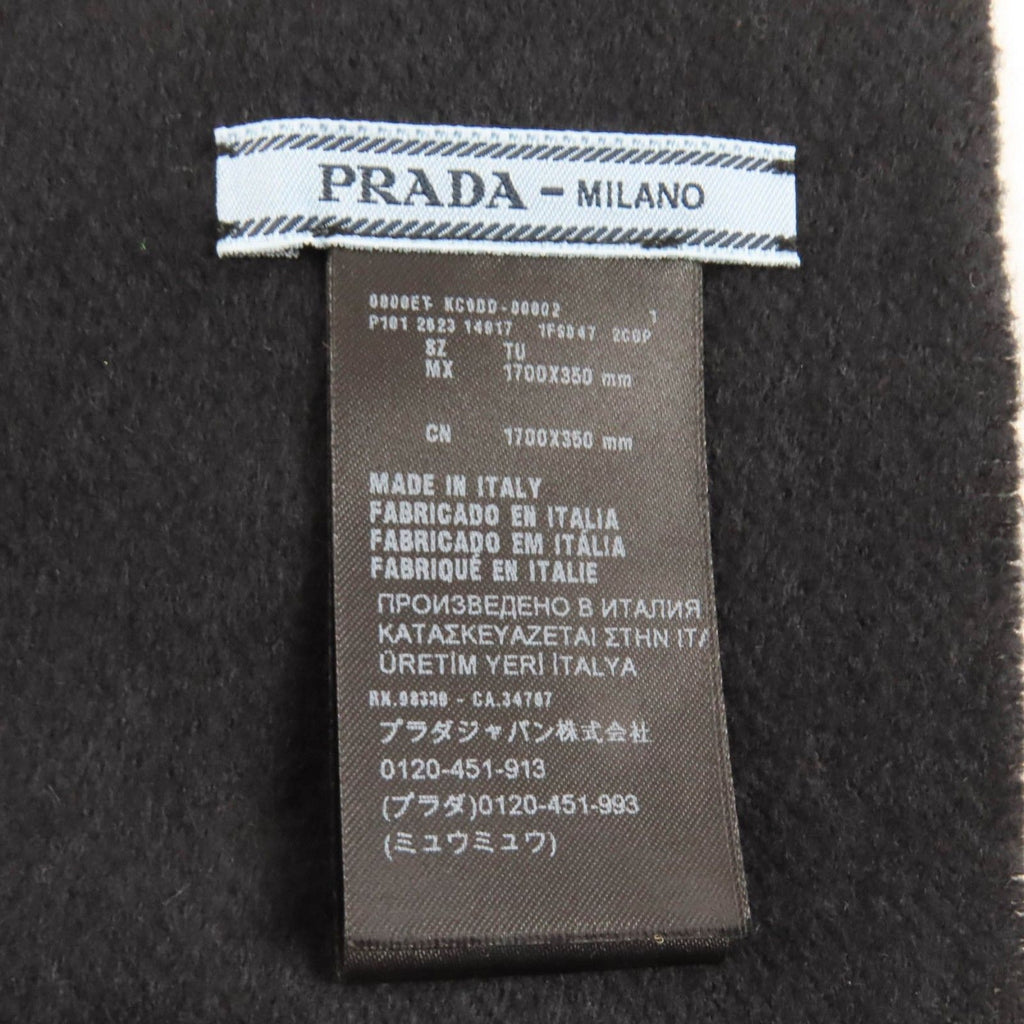 Prada Silk Cashmere Mixed Fringe Scarf Black — view 7
