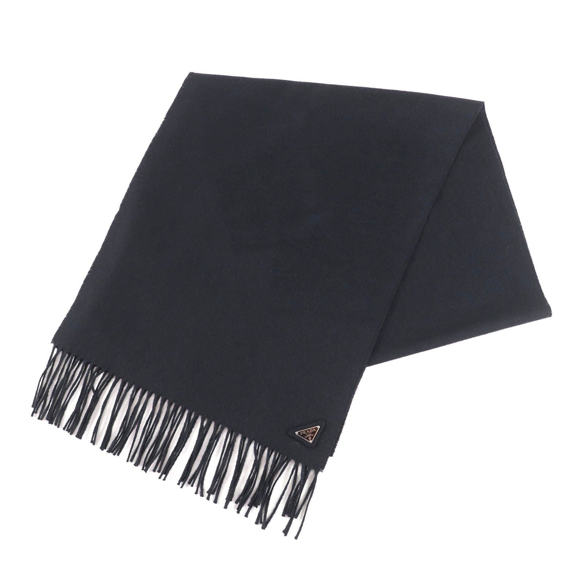 Prada Silk Cashmere Mixed Fringe Scarf Black