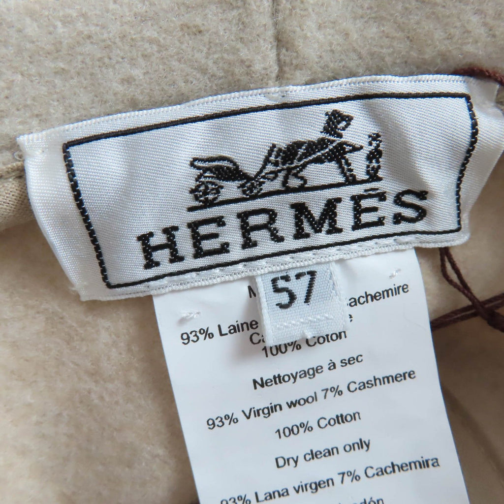 Hermes Harper Wool Cashmere Cord Ecru Avalon Stitch Hat 57 — view 8