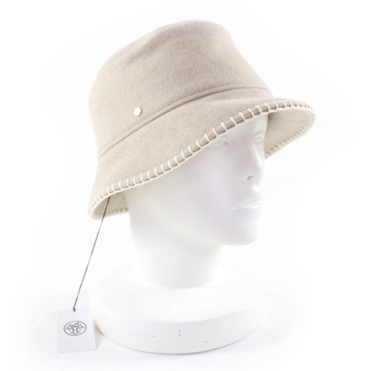 Hermes Harper Wool Cashmere Cord Ecru Avalon Stitch Hat 57